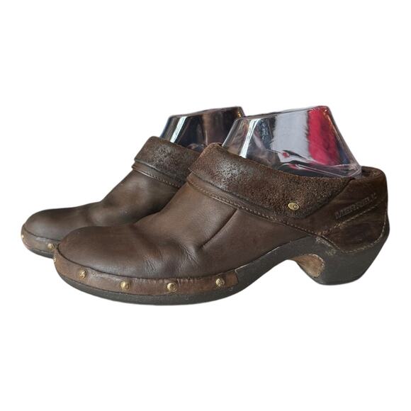 Merrell Luxe Wrap Chocolate Leather Studded Clog western Shoes size 8.5 - Picture 14 of 16